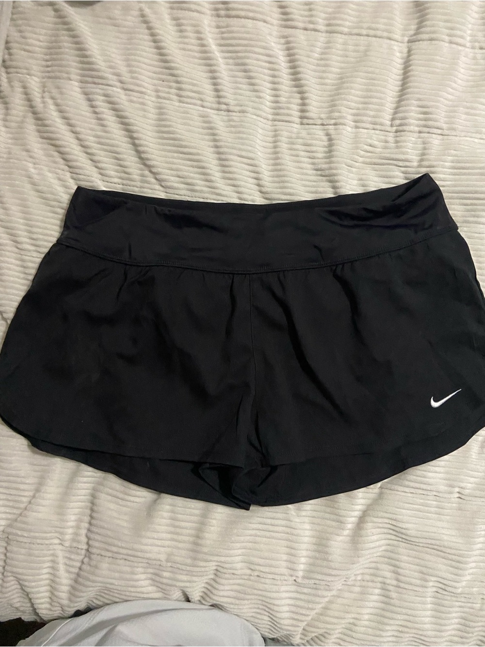 Nike Black Athletic Shorts with White Swoosh